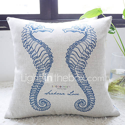 Elegant Blue Sea Horses In Love Decorative Pillow Cover