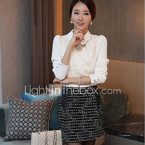 Womens Korean Peter Pan Collar Ciffon Shirt