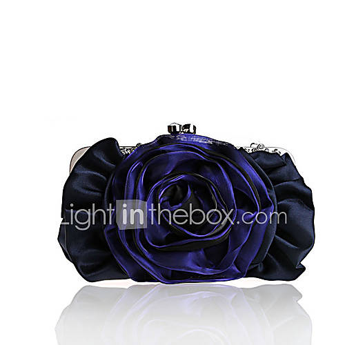 BPRX New WomenS Two Large Flowers Noble Silk Evening Bag (Navy Blue)