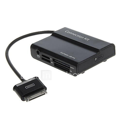 All in 1 Memory Card Reader USB HUB Connection Kit (Black)