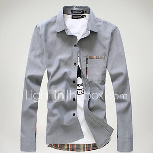 Mens Korean Contrast Color Plaids Shirts