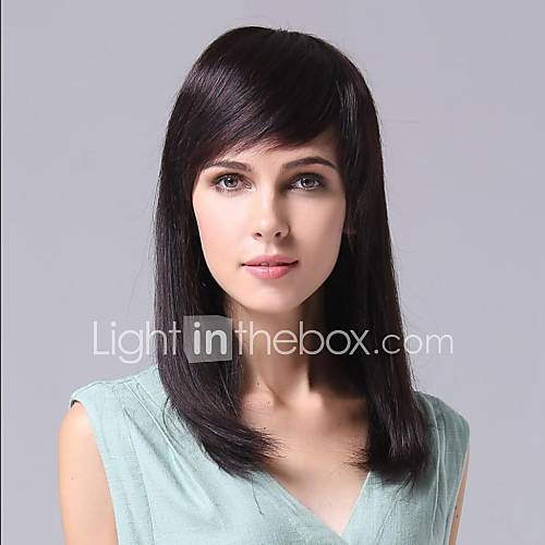 Medium Straight 100% Human Hair Wigs