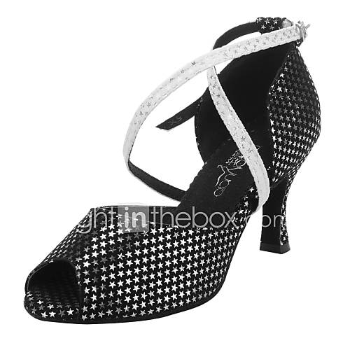 Womens Starry Suede Cross Strap Sandals Latin Dance Shoes