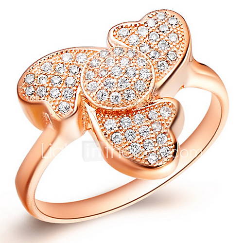 Classical Sliver Or Gold With Cubic Zirconia Heart Womens Ring(1 Pc)