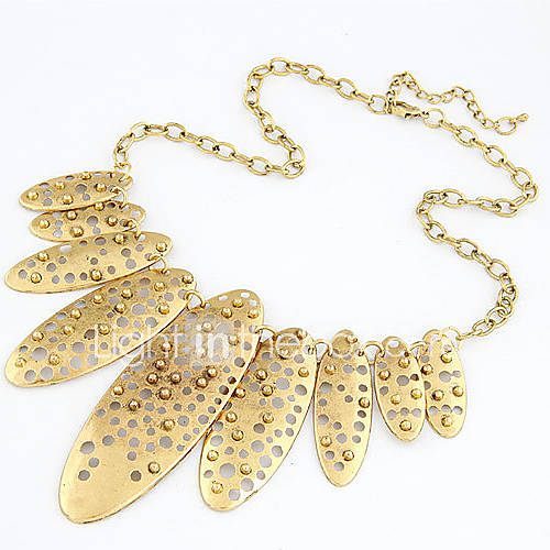 Womens Fashion Metallic Hollow Oval Necklace