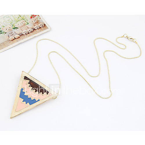 Womens Euramerican Contrast Color Oil Triangle Necklace