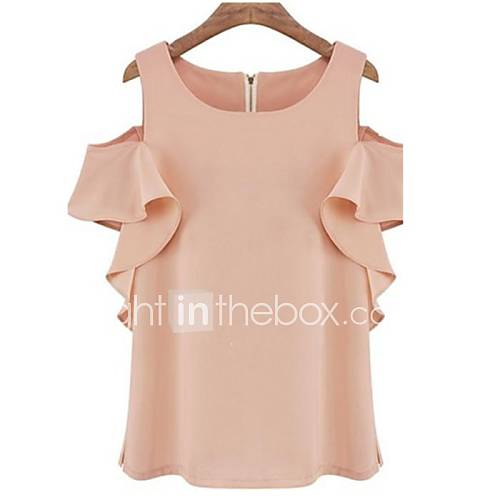 Womens Of The Shoulder Ruffle Chiffon Blouse