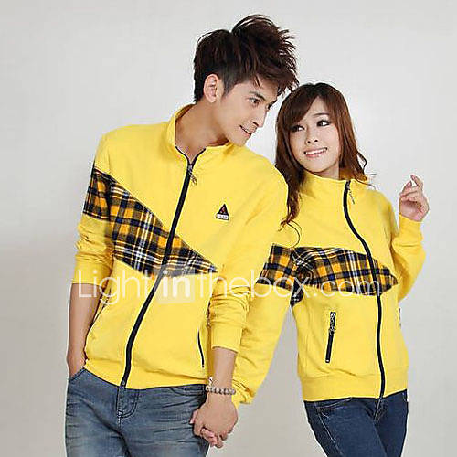 Aiyifang Casual Stand Long Sleeve Lovers Coat(Yellow)