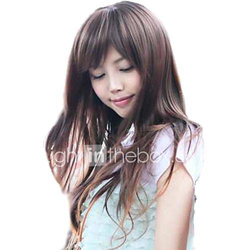 Lady Fashion Synthetic Long Student Curly Wigs Full Bang Wigs 3 Colors Available