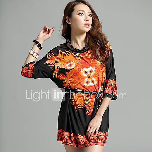 The New Spring and Summer Retro Pattern Ethnic Sleeve Dress(Tailoring Random)