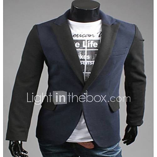 Mens One Button Contrast Color Blazer