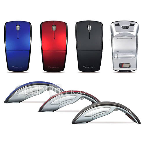 WORTLEY 2.4G Wireless Foldable Optical Mouse (Assorted Colors)