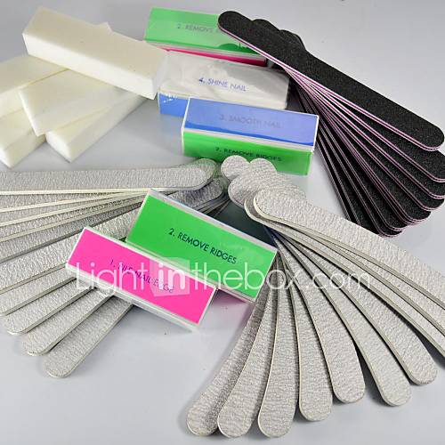 40PCS 5 Types Nail Art Files Buffer Blocks (4 Colors) Manicure Set for Acrylic