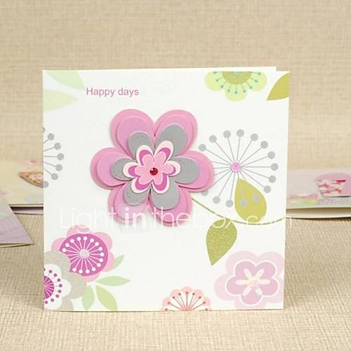 Pink Flower Design Square Side Fold Greeting Card for Mothers Day