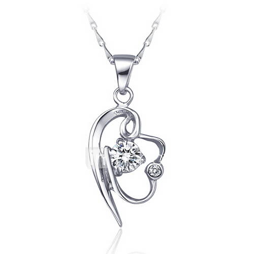 Vintage Heart Shape Womens Slivery Alloy Necklace With Rhestone(1 Pc)