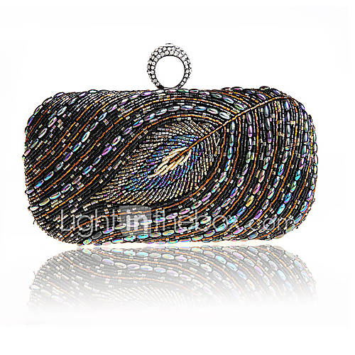 ONDY NewBeads Embroidery Leave Evening Bag (Black)