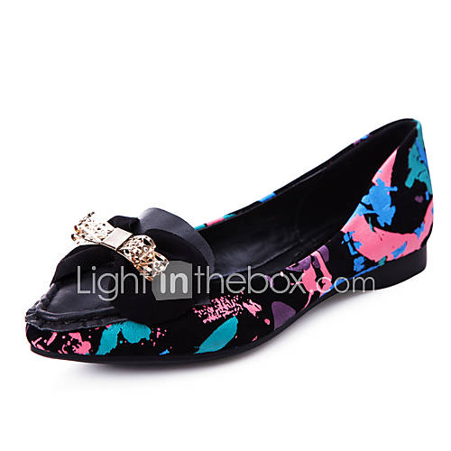XNG 2014 Fashion Bowknot Fashion Flats Printing Shoes (Black)