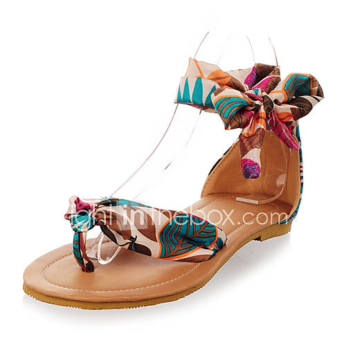 Satin Womens Flat Heel Comfort Sandals Shoes (More Colors)