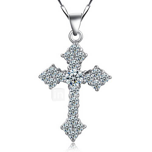 Graceful Cross Shape Silvery Alloy Womens Necklace(1 Pc)