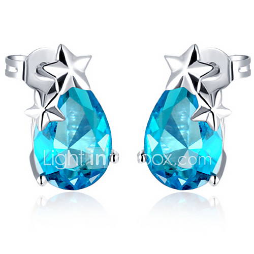 Gorgeous Silver Plated With Cubic Zirconia Stars Womens Earrings(More Colors)