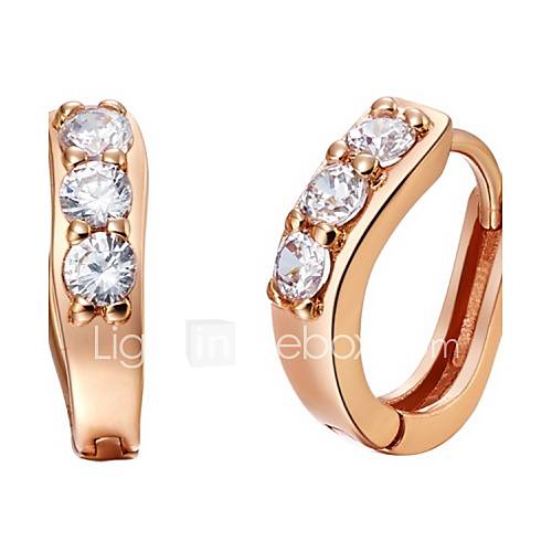 Simple Gold Or Silver Plated With Cubic Zirconia Womens Earrings(More Colors)