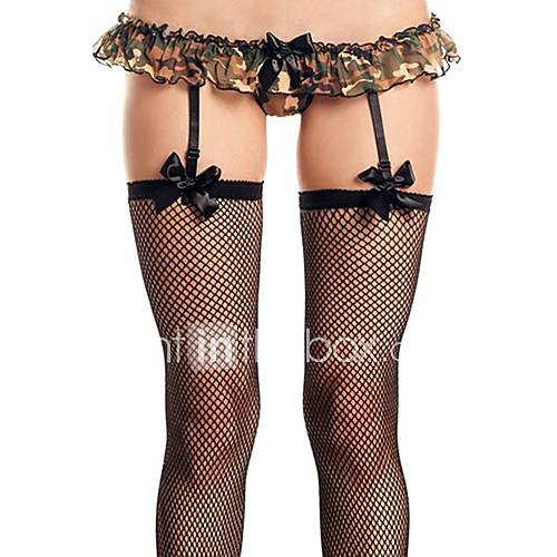 Womens Girls Camouflage Crotchless Garter