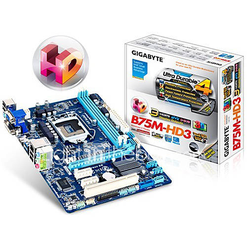 Computer PC Motherboards Gigabyte GA B75M HD3 B75M HD3 LGA1155 USB3.0 VGA/DVI/HDMI