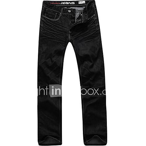 Mens Fashion Wash Ruffle Straight Jeans