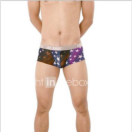 Mens Sexy Star Print Low Waist Briefs