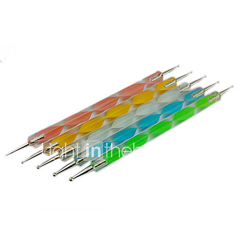 5PCS 2 Way Nail Art Dotting Spiricle Handle Dot Tools Kits