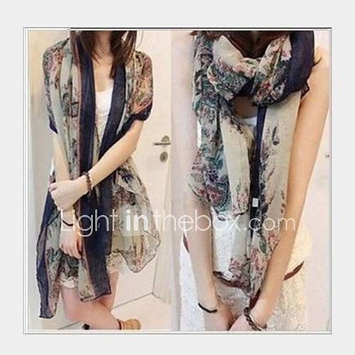 Womens Rural Retro Floral Cashew Totem Shawl