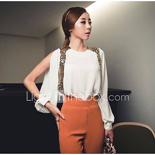 Womens Glittering Sequin Party Sexy Chiffon Blouse