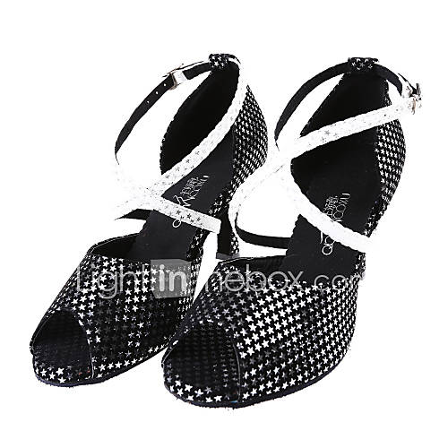 Womens Satin Ankle Strap Sandals Latin Dance Shoes