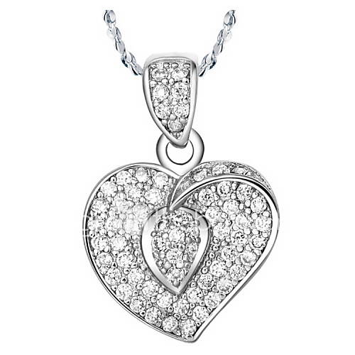 Graceful Heart Shape Womens Slivery Alloy Necklace(1 Pc)