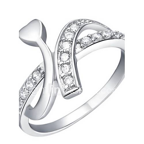 Fashionable Sliver With Cubic Zirconia Line Womens Ring(1 Pc)