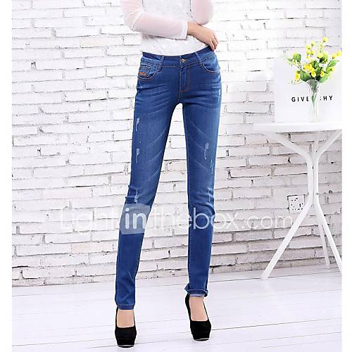 New Arrival Korean Women Pants Slim Skinny DIY Straight Jeans