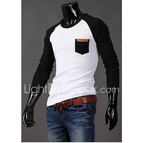 Mens Raglan Sleeve Color Mmatching Long Sleeve T Shirt of Cultivate Ones Morality