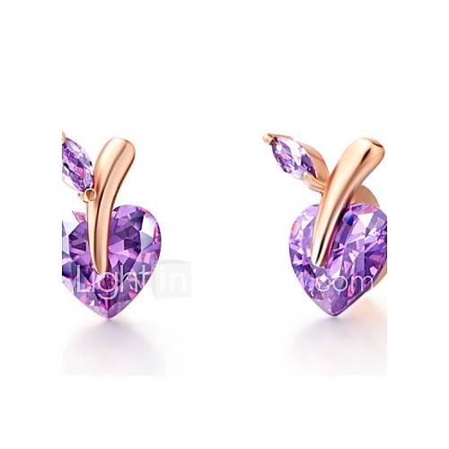 Gorgeous Gold Plated With Cubic Zirconia Apple Shape Womens Earrings(More Colors)