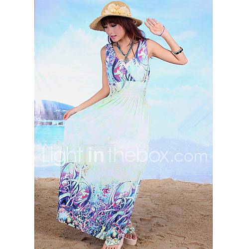 TS  Bohemia V Neck Print Beach Maxi Dress (Random Prints)