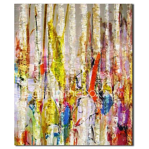 Hand Painted Oil Painting Abstract Jungle with Stretched Frame