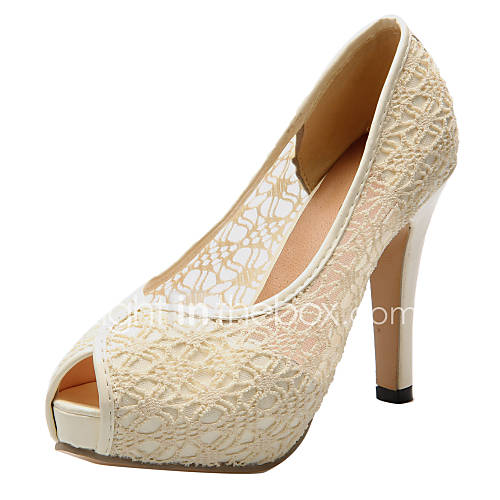 Lace/Fabric Womens Stiletto Heel Heels Pumps/Heels Shoes