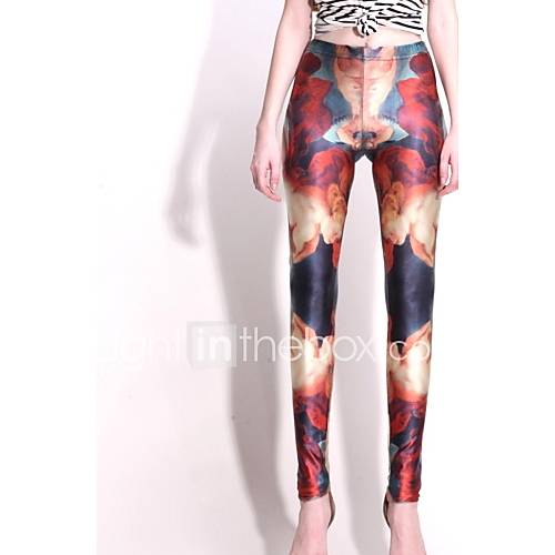 Elonbo Angel Image Style Digital Painting High Women Free Size Waisted Stretchy Tight Leggings