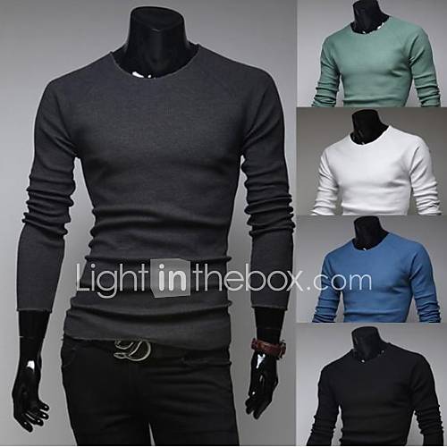 Mens Fashion Round Neck Long Sleeve Casual Polo T shirt