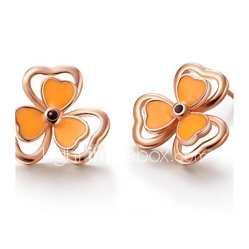 Elegant Gold Or Silver Plated Clover Champagne Womens Earrings(More Colors)