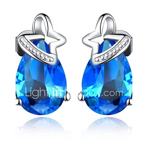 Charming Silver Plated With Cubic Zirconia Tear Drop Womens Earrings(More Colors)