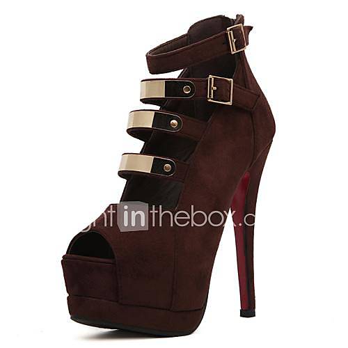 Suede Womens Stiletto Heel Heels Platform Peep Toe Pumps/Heels Shoes with Buckle (More Colors)