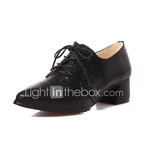 Leatherette Womens Chunky Heel Heels Oxfords Shoes With Lcae up(More Colors)