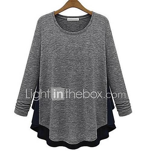 Womens Splice Round Collar Blouse