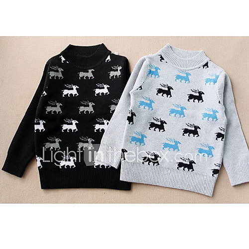 Childrens Deer Print Casual Thick Sweaters