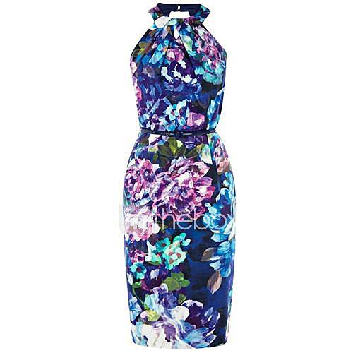 Womens Floral Prints Shoulderless Dress